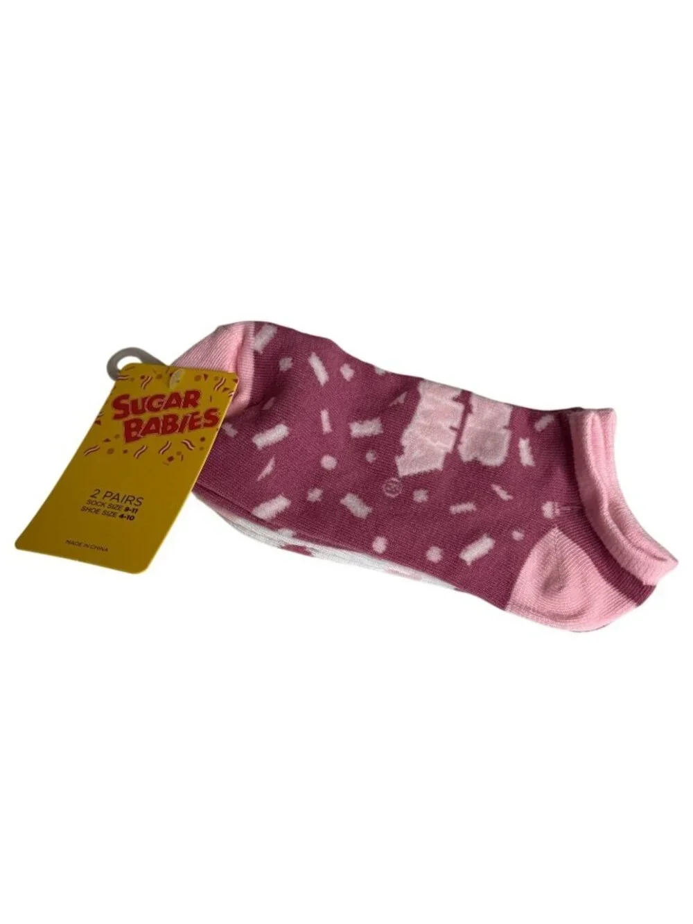 Sugar Babies 2 Pair Low Cut Ankle Socks Womens 4-10 Pink Candy NWT